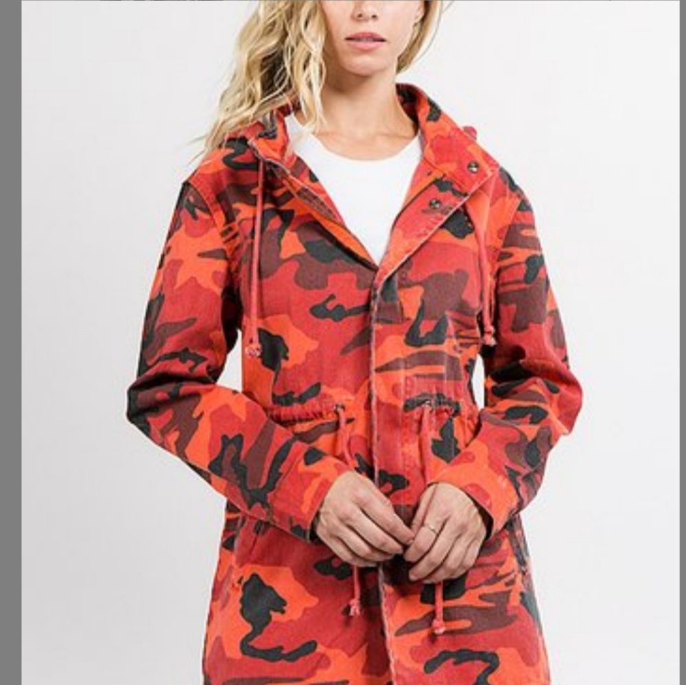 Camo Hooded Anorak Jacket Womens 2XL